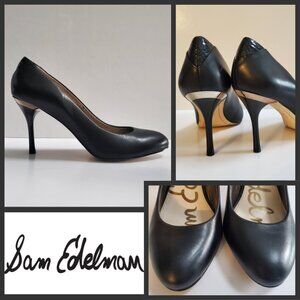 Sam Edelman Camdyn Women's Heels Classic Black Leather Rounded Toe Pumps Size 8